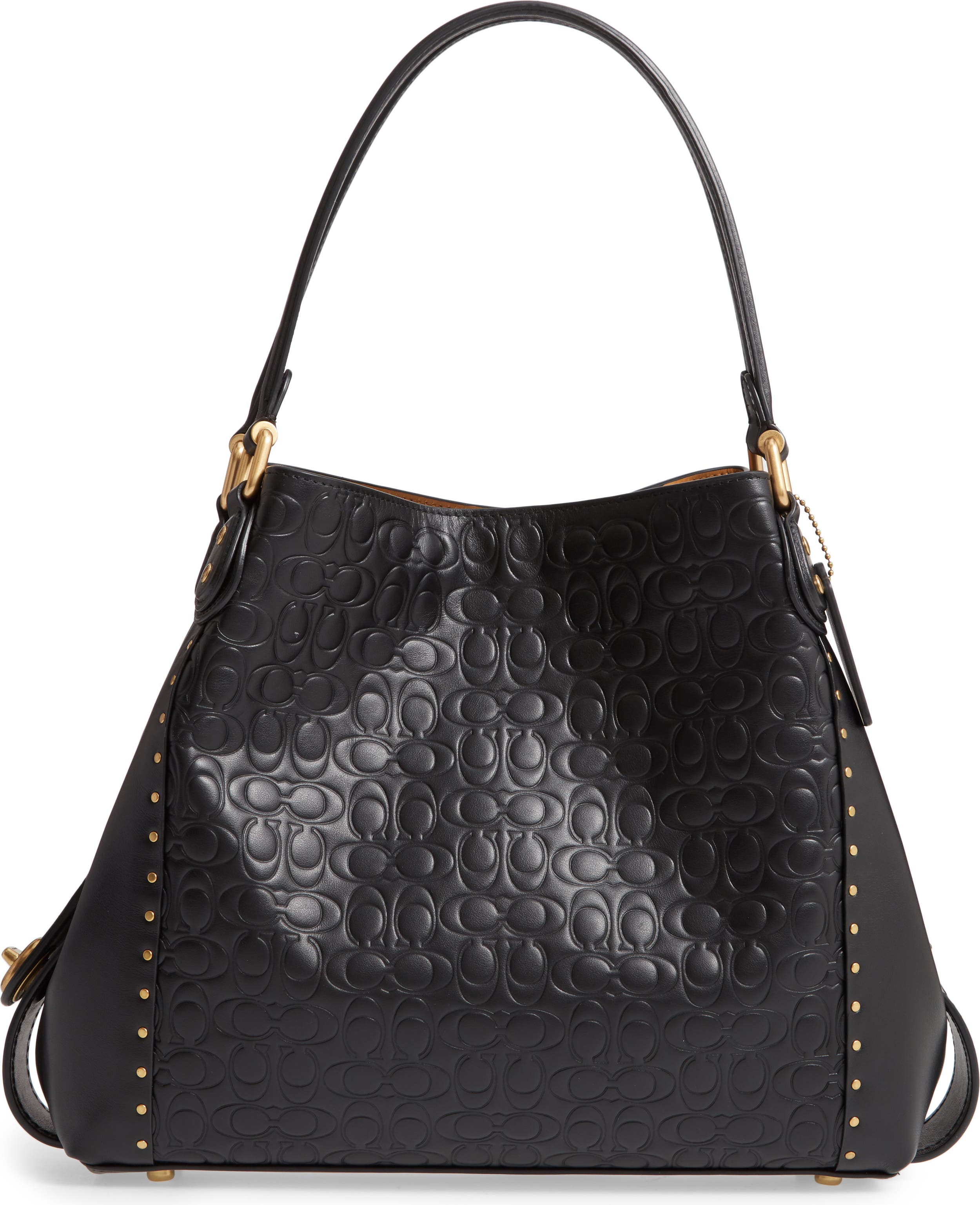 Women Designer Leather Look Studded Embossed Backpack Shoulder Handbag